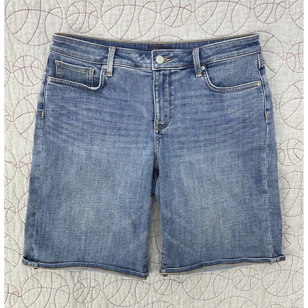 NYDJ Lilly Boyfriend Denim Shorts Blue High Rise Cuffed / Women's 8